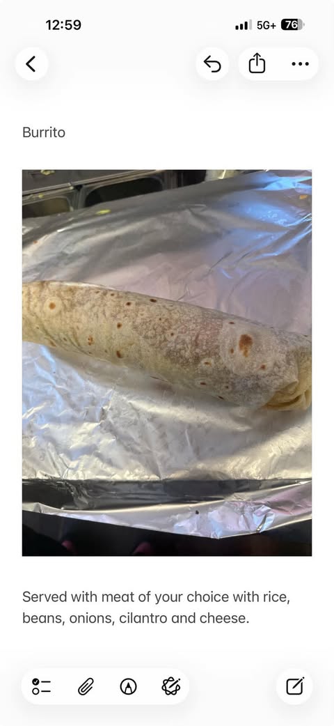 Overstuffed flour tortilla burrito filled with your choice of meat, rice, beans and cheese